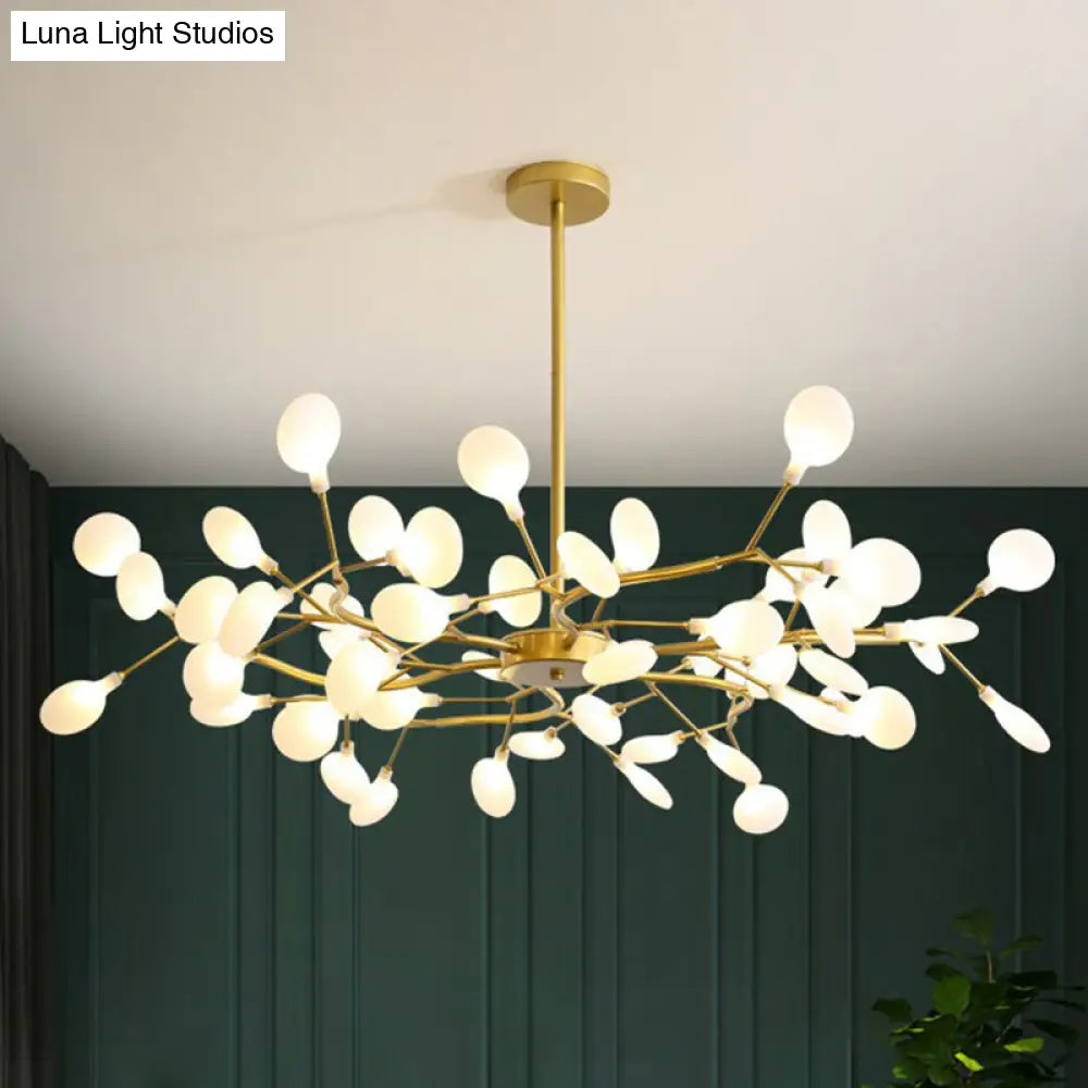 Modern Gold Finish Firefly Hanging Lamp: Acrylic Chandelier Light For Living Room