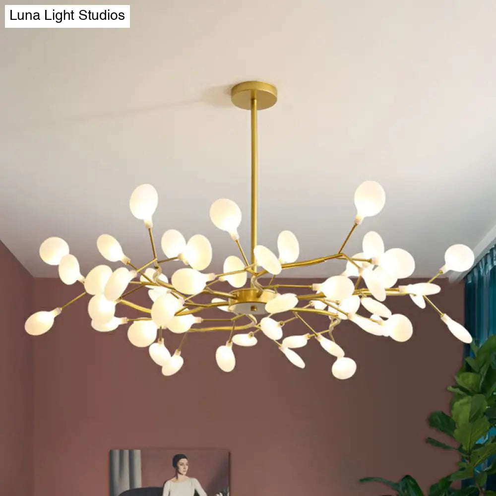 Modern Gold Finish Firefly Hanging Lamp: Acrylic Chandelier Light For Living Room