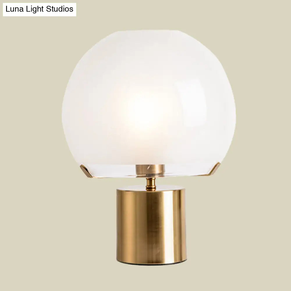 Modern Gold Finish Glass Night Lamp With Single Light Domed Table Lighting