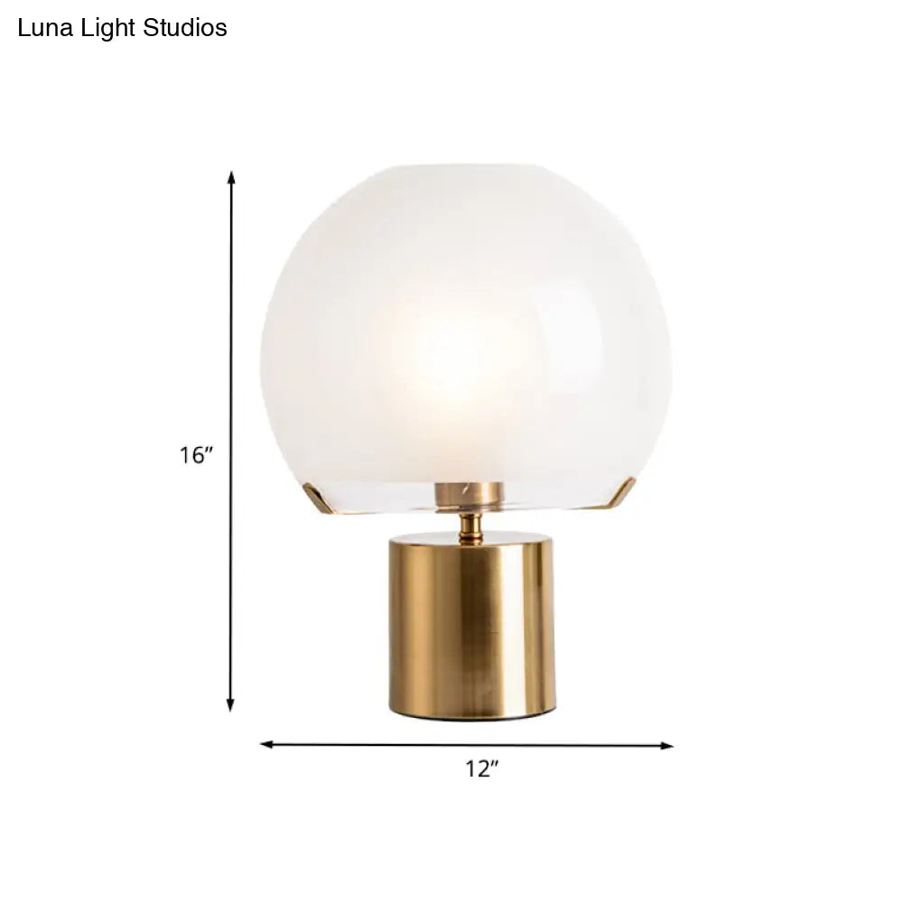 Modern Gold Finish Glass Night Lamp With Single Light Domed Table Lighting