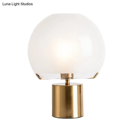 Modern Gold Finish Glass Night Lamp With Single Light Domed Table Lighting