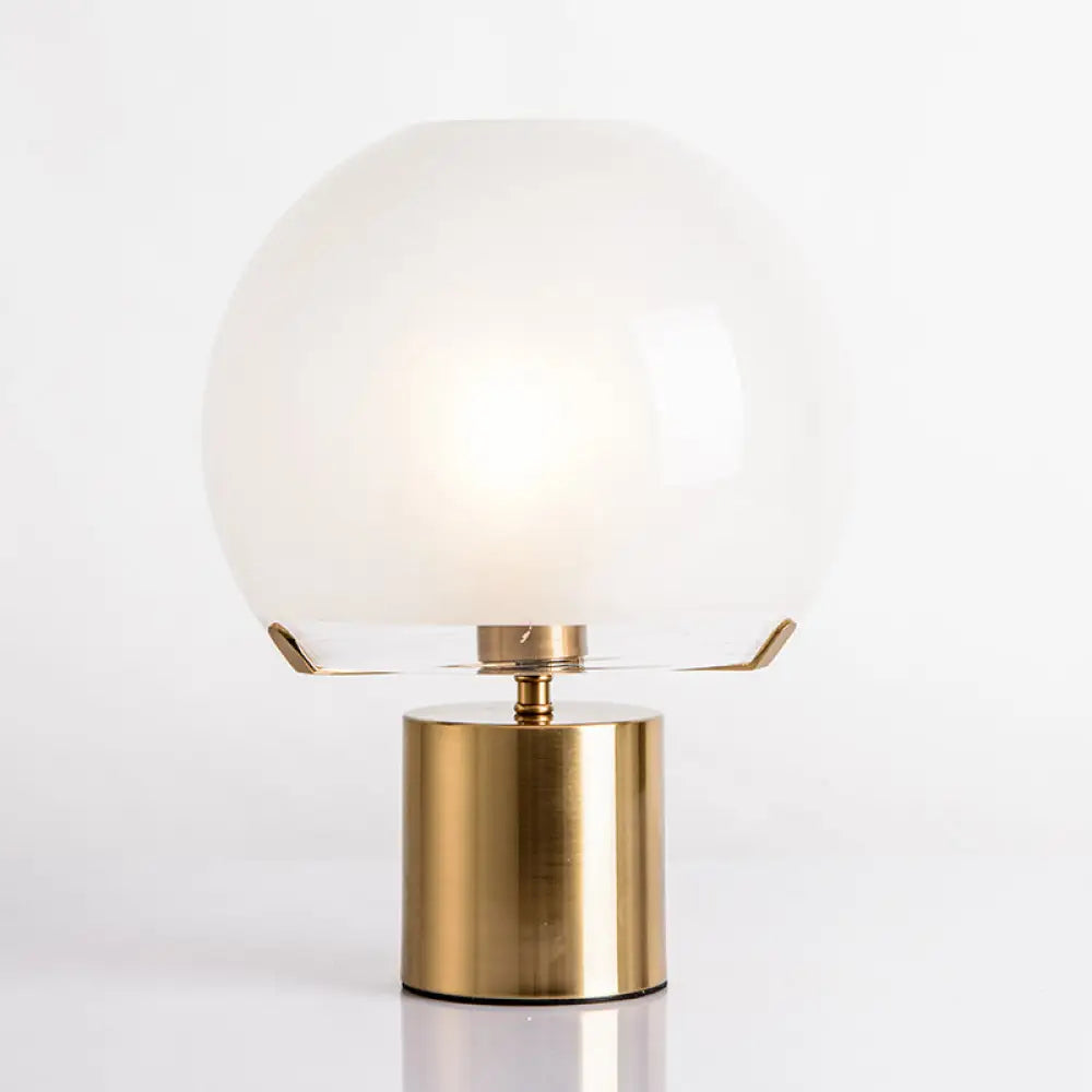 Modern Gold Finish Glass Night Lamp With Single Light Domed Table Lighting