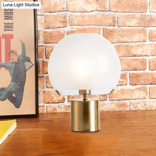 Modern Gold Finish Glass Night Lamp With Single Light Domed Table Lighting