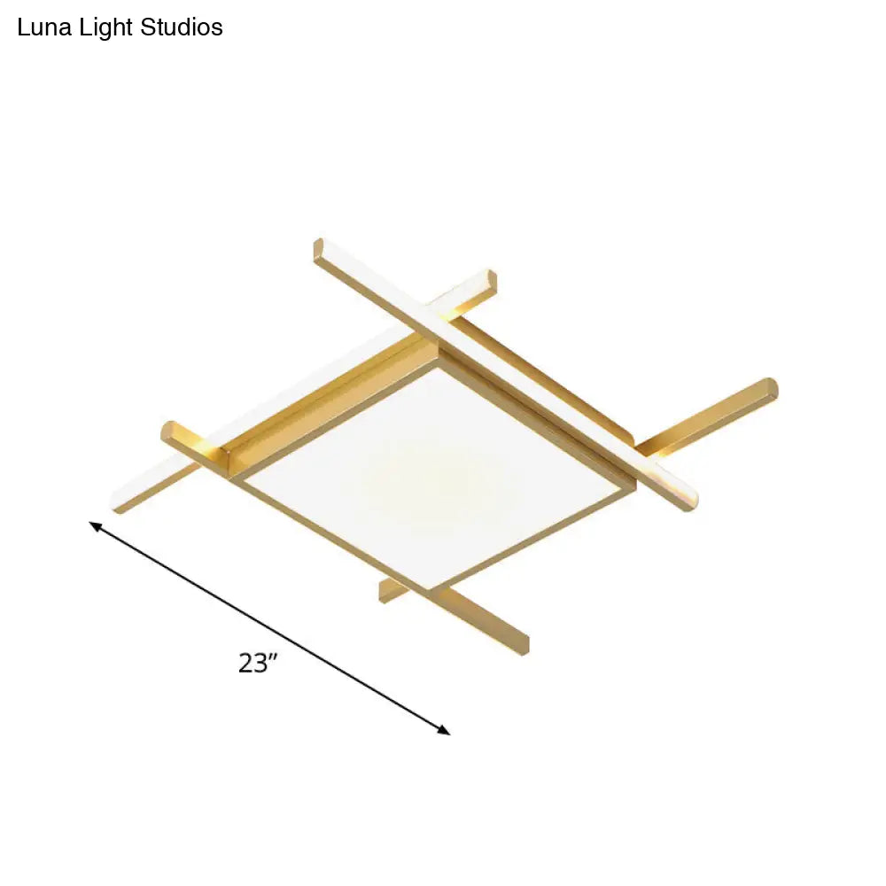 Modern Gold Finish Led Aluminum Square Flush-Mount Light Fixture - 18/23 Wide Warm/White