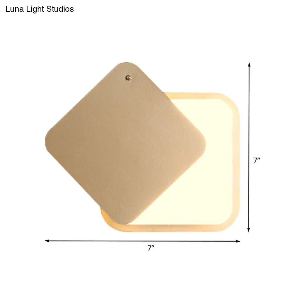 Modern Gold Finish Led Wall Sconce With Rotatable Design - Square Metallic Lighting