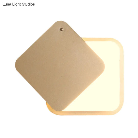 Modern Gold Finish Led Wall Sconce With Rotatable Design - Square Metallic Lighting