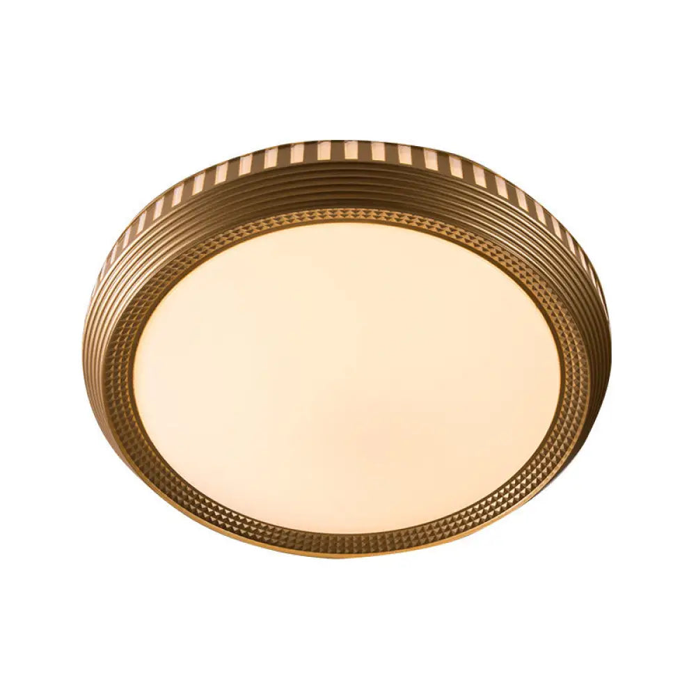 Modern Gold Flush Ceiling Light For Bedroom - Round Acrylic Shade White/Warm / Warm