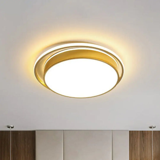 Modern Gold Flush Ceiling Light With Led And Geometric Design For Bedroom / 10’ White