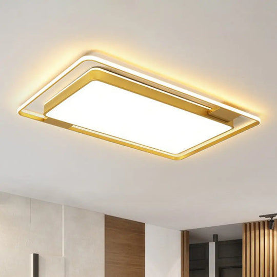 Modern Gold Flush Ceiling Light With Led And Geometric Design For Bedroom / 24.5’ Warm