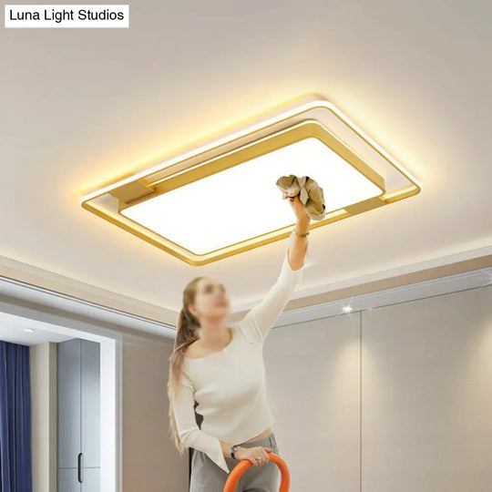 Modern Gold Flush Ceiling Light With Led And Geometric Design For Bedroom