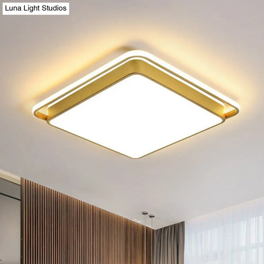 Modern Gold Flush Ceiling Light With Led And Geometric Design For Bedroom / 18 White