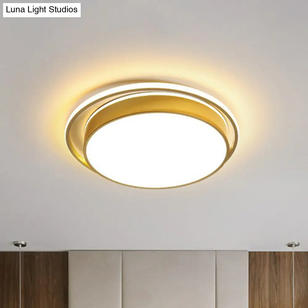 Modern Gold Flush Ceiling Light With Led And Geometric Design For Bedroom / 10 White