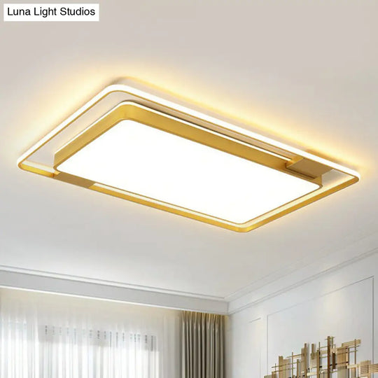 Modern Gold Flush Ceiling Light With Led And Geometric Design For Bedroom