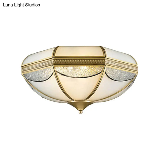 Modern Gold Flush Ceiling Light With Opal Glass And Multiple Sizes Ideal For Bedroom - 2/3/5 Lights