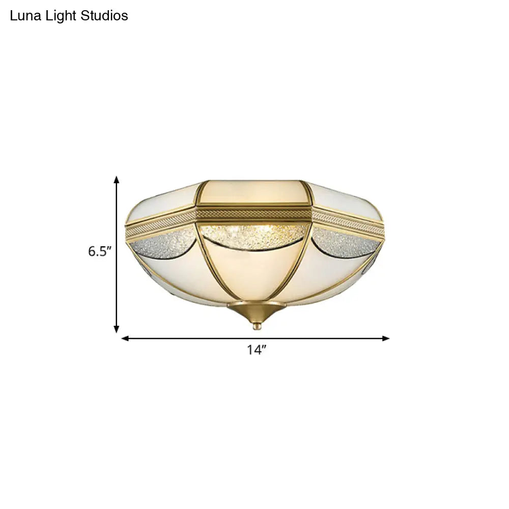 Modern Gold Flush Ceiling Light With Opal Glass And Multiple Sizes Ideal For Bedroom - 2/3/5 Lights