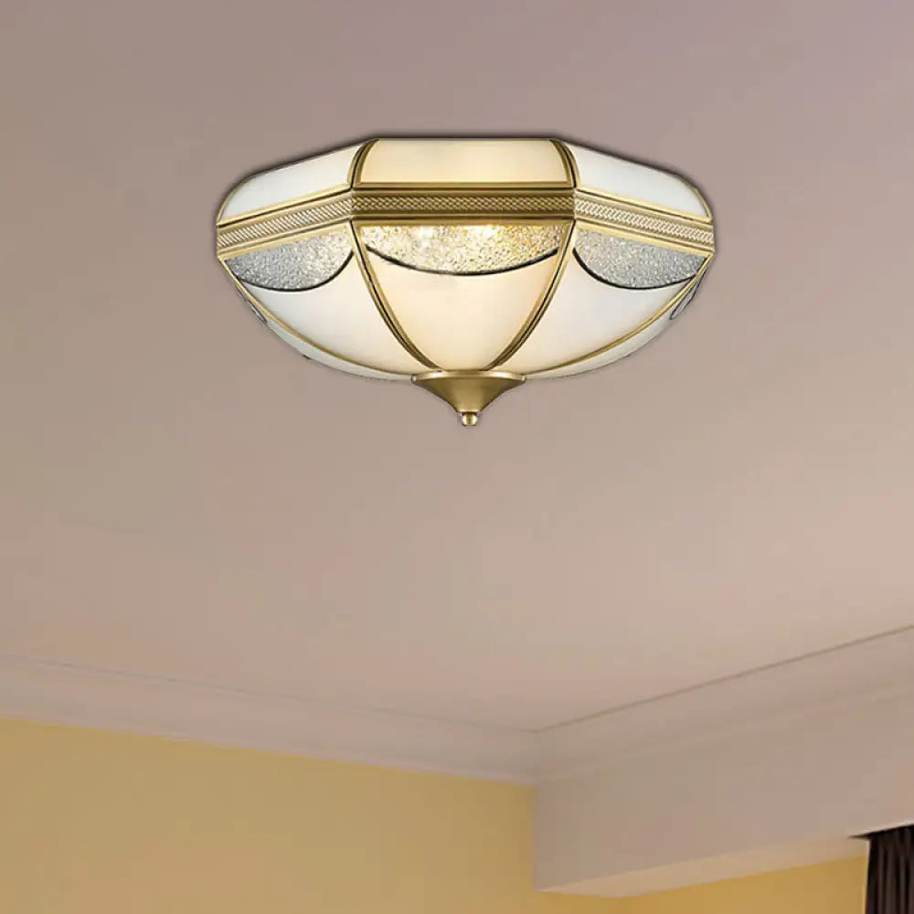 Modern Gold Flush Ceiling Light With Opal Glass And Multiple Sizes Ideal For Bedroom - 2/3/5 Lights