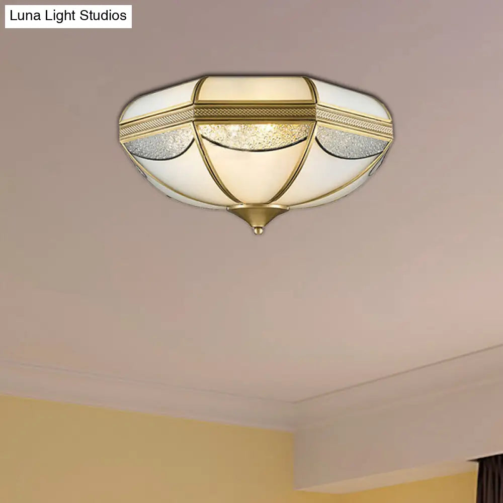 Modern Gold Flush Ceiling Light With Opal Glass And Multiple Sizes Ideal For Bedroom - 2/3/5 Lights