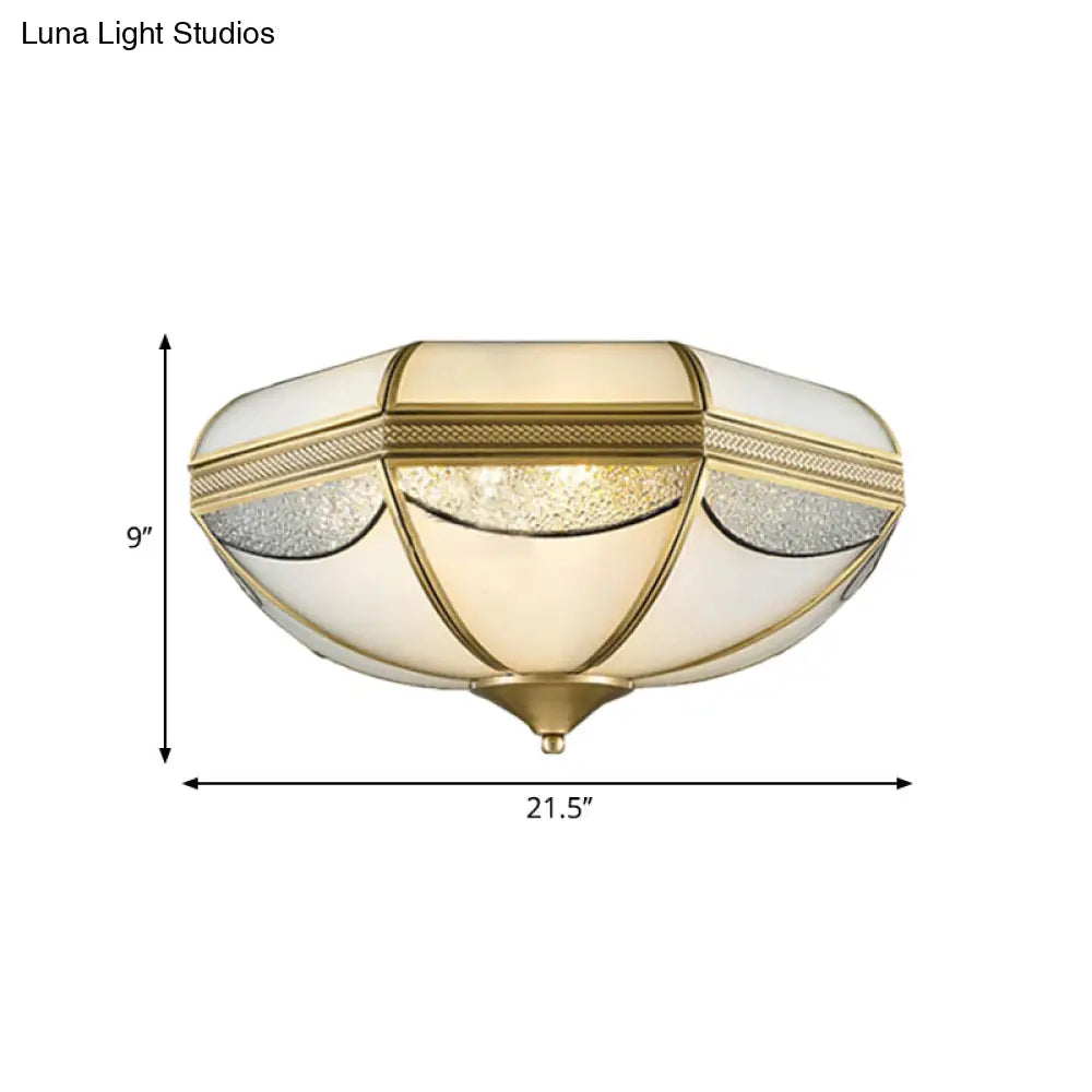 Modern Gold Flush Ceiling Light With Opal Glass And Multiple Sizes Ideal For Bedroom - 2/3/5 Lights