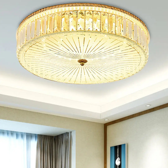 Modern Gold Flush Mount Ceiling Light Fixture - Clear Crystal Circular Design Multiple Sizes Glass