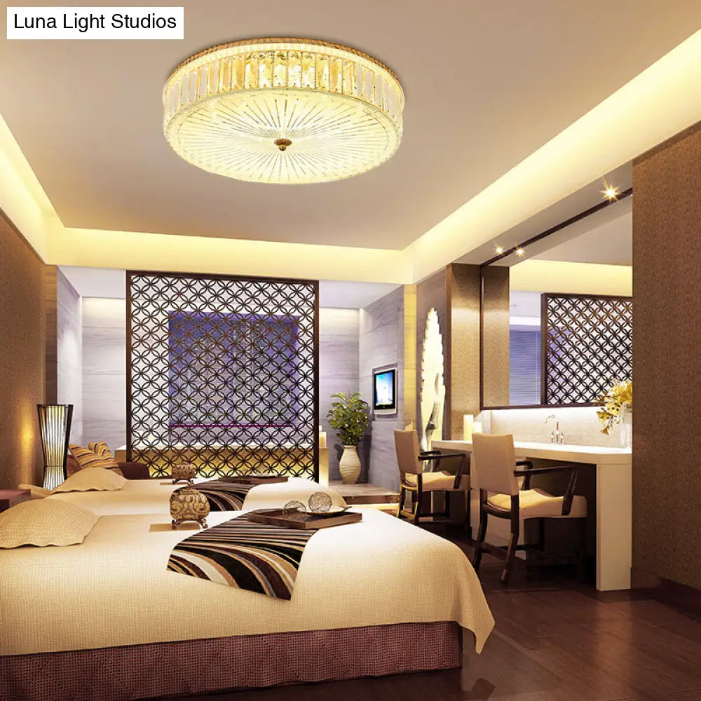 Modern Gold Flush Mount Ceiling Light Fixture - Clear Crystal Circular Design Multiple Sizes Glass