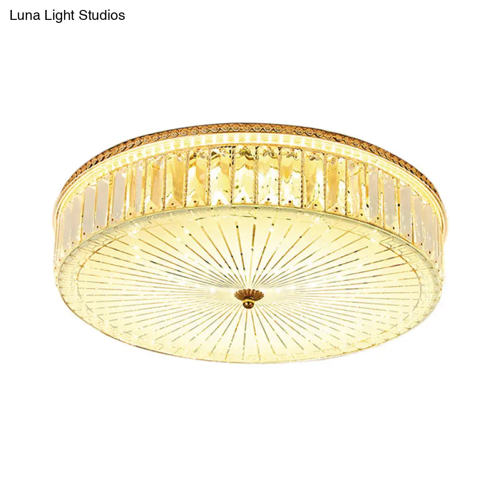 Modern Gold Flush Mount Ceiling Light Fixture - Clear Crystal Circular Design Multiple Sizes Glass