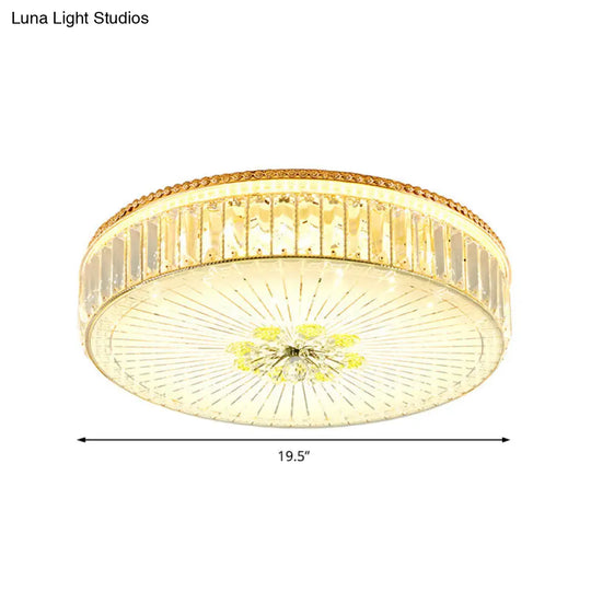 Modern Gold Flush Mount Ceiling Light Fixture - Clear Crystal Circular Design Multiple Sizes Glass