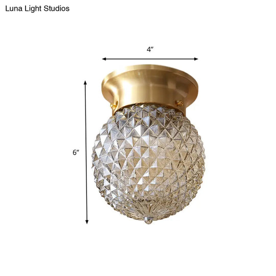 Modern Gold Flush Mount Light With Globe Prism Glass Shade - 1 Kitchen Lighting