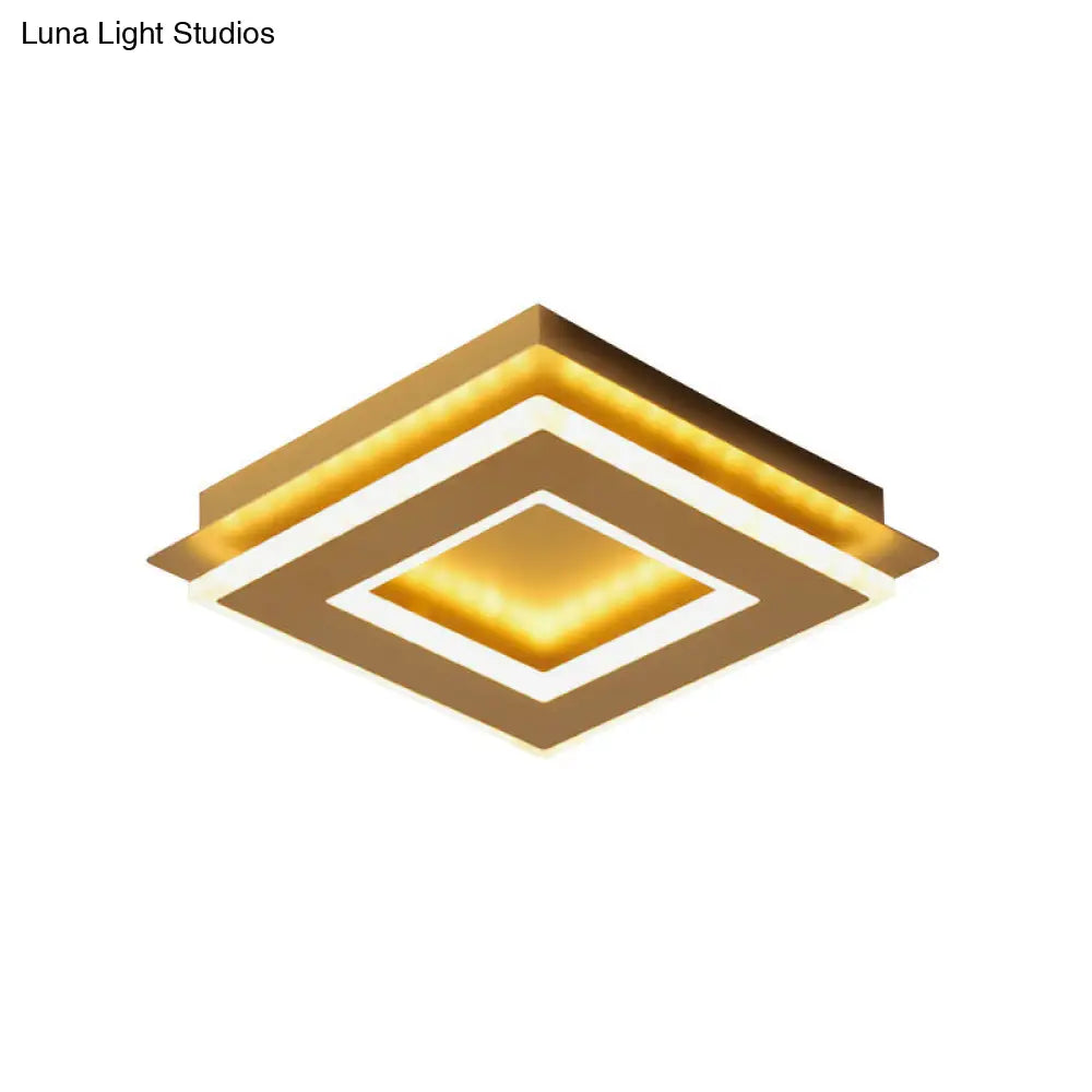 Modern Gold Flushmount Ceiling Light With Warm/White Led - Square Or Round Shape