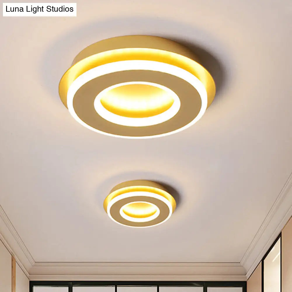 Modern Gold Flushmount Ceiling Light With Warm/White Led - Square Or Round Shape