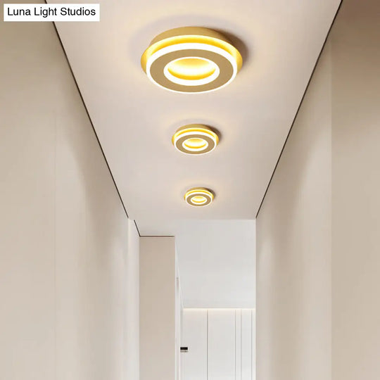 Modern Gold Flushmount Ceiling Light With Warm/White Led - Square Or Round Shape