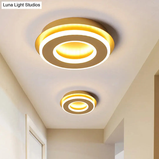 Modern Gold Flushmount Ceiling Light With Warm/White Led - Square Or Round Shape