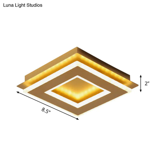 Modern Gold Flushmount Ceiling Light With Warm/White Led - Square Or Round Shape