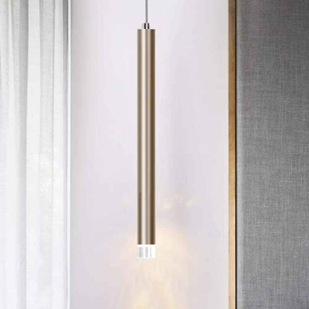 Modern Gold Flute Ceiling Pendant Light For Bar Counter - Led Warm/White 12’/19.5’/23.5’