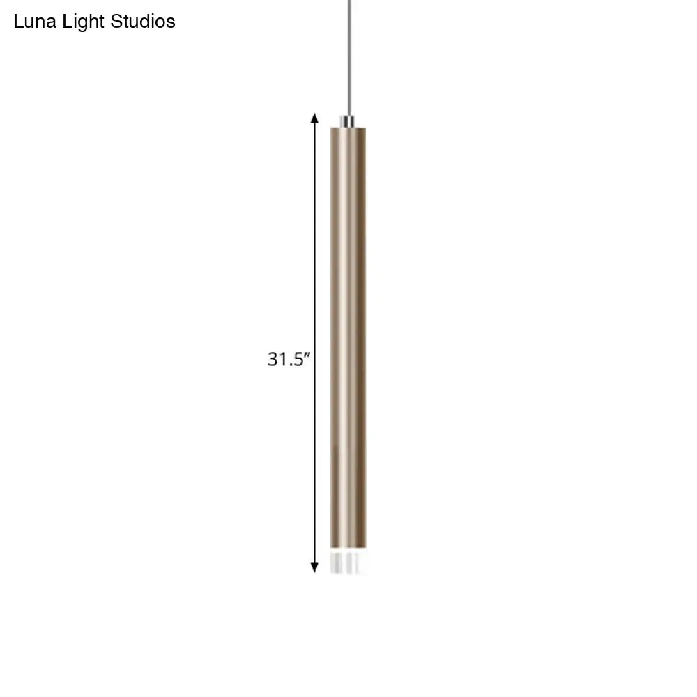 Modern Gold Flute Ceiling Pendant Light For Bar Counter - Led Warm/White 12’/19.5’/23.5’ Height