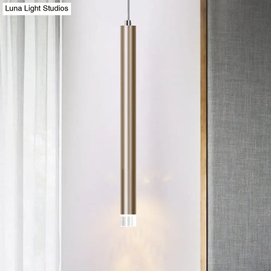 Modern Metal Flute Pendant Light - 1 Head Gold Led For Bar Counter Warm/White 12/19.5/23.5 Height /