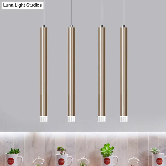 Modern Metal Flute Pendant Light - 1 Head Gold Led For Bar Counter Warm/White 12/19.5/23.5 Height