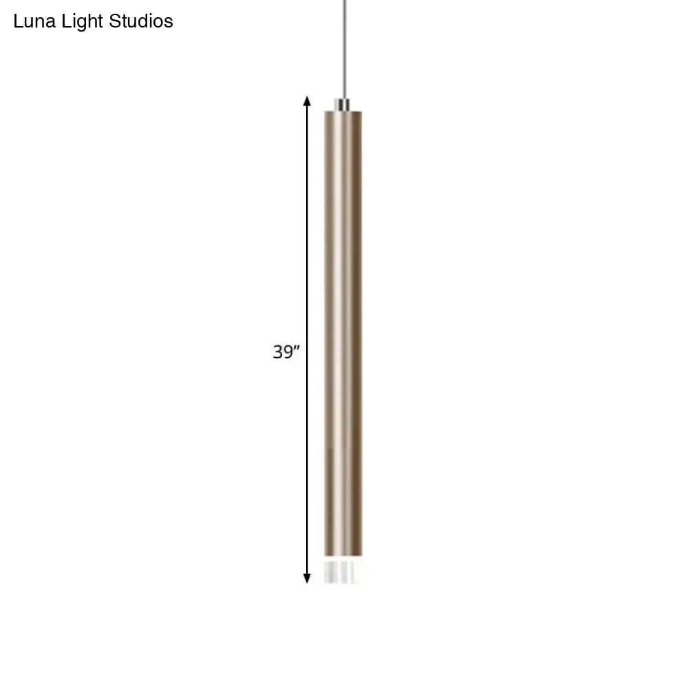 Modern Metal Flute Pendant Light - 1 Head Gold Led For Bar Counter Warm/White 12/19.5/23.5 Height