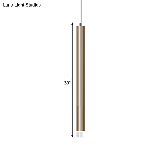 Modern Metal Flute Pendant Light - 1 Head Gold Led For Bar Counter Warm/White 12/19.5/23.5 Height