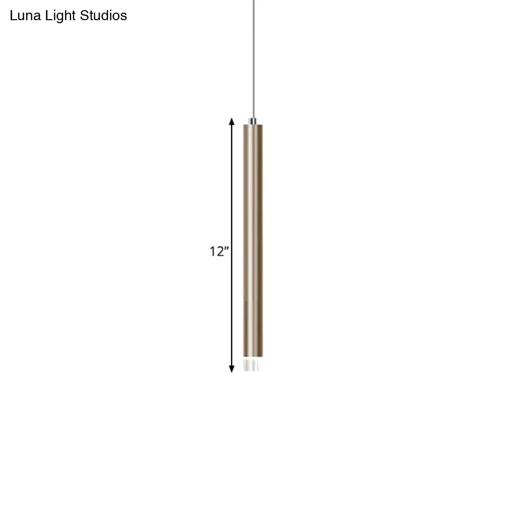 Modern Metal Flute Pendant Light - 1 Head Gold Led For Bar Counter Warm/White 12/19.5/23.5 Height