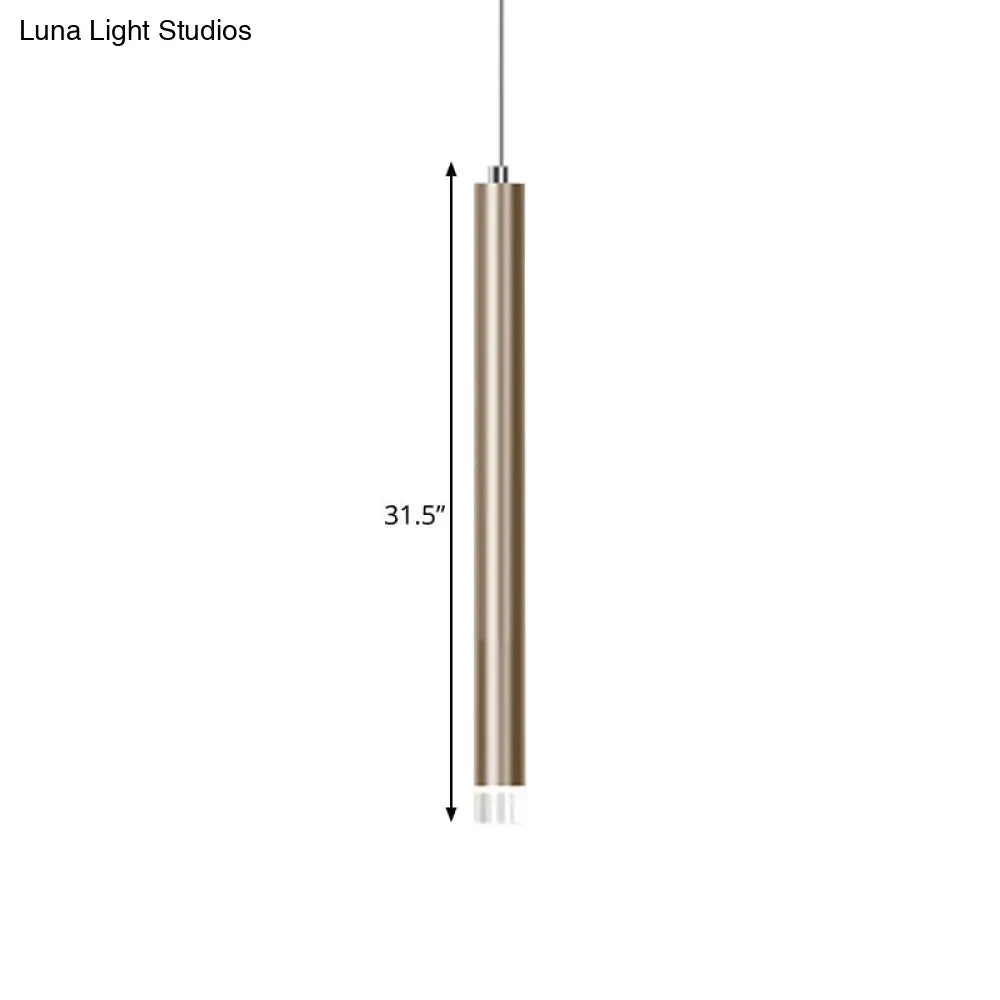 Modern Metal Flute Pendant Light - 1 Head Gold Led For Bar Counter Warm/White 12/19.5/23.5 Height