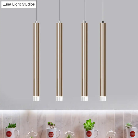 Modern Gold Flute Ceiling Pendant Light For Bar Counter - Led Warm/White 12’/19.5’/23.5’ Height