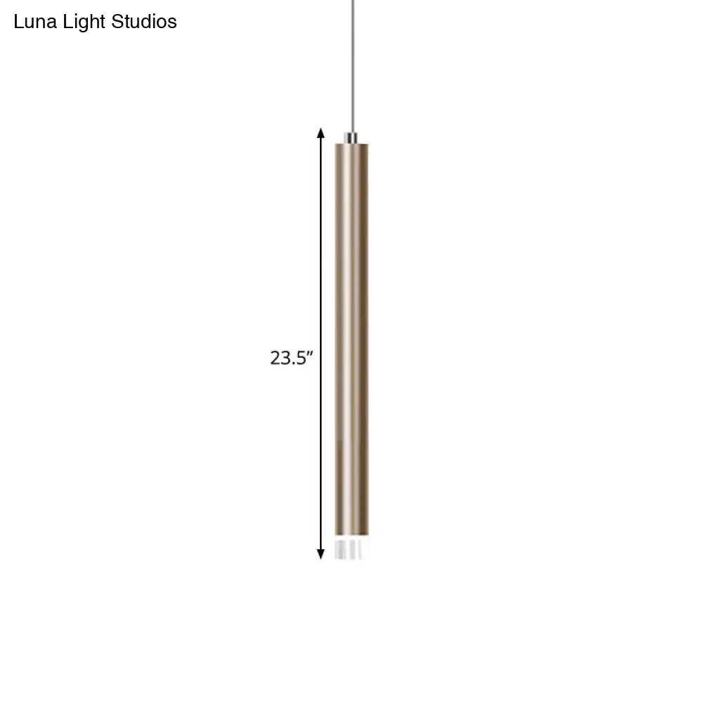 Modern Metal Flute Pendant Light - 1 Head Gold Led For Bar Counter Warm/White 12/19.5/23.5 Height