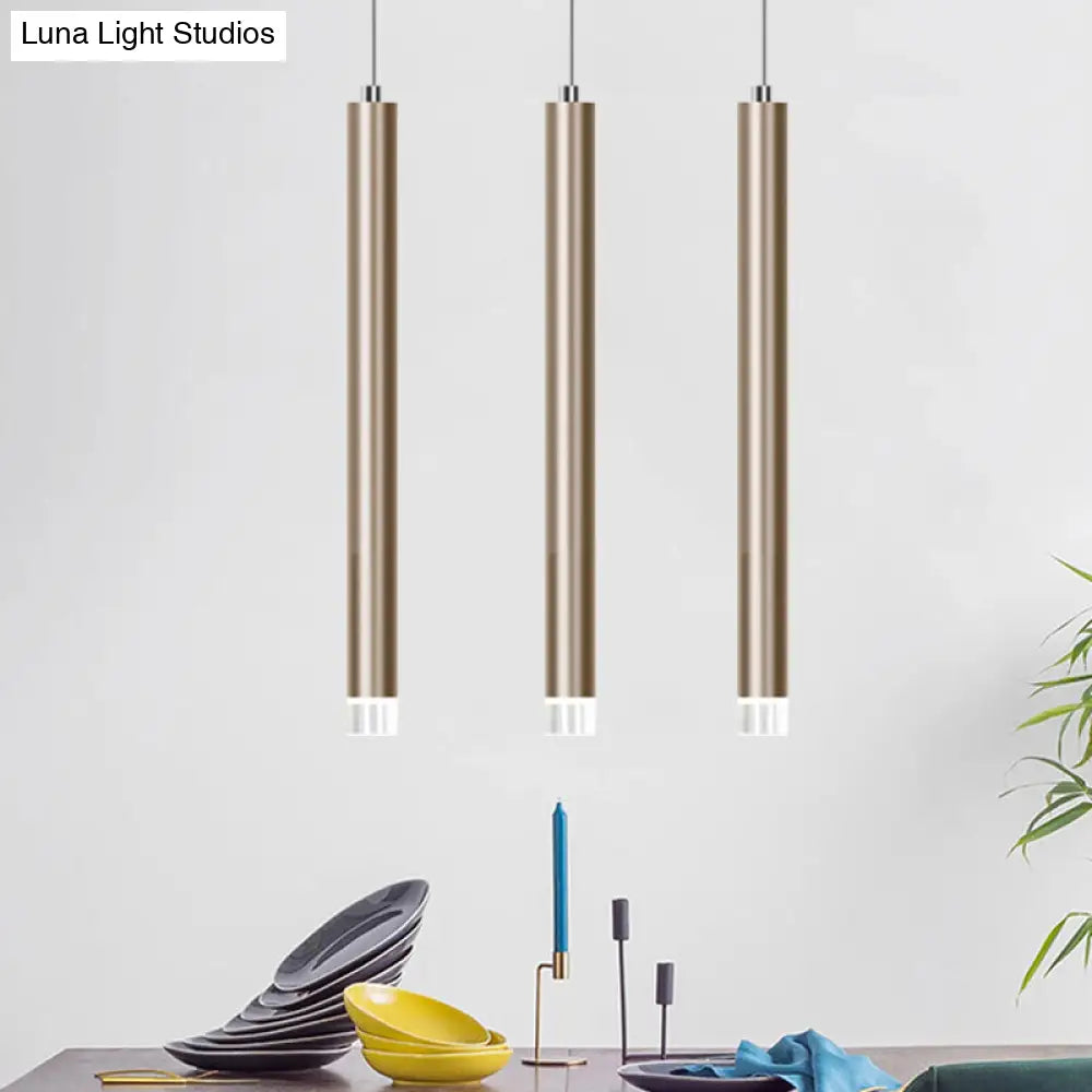 Modern Metal Flute Pendant Light - 1 Head Gold Led For Bar Counter Warm/White 12/19.5/23.5 Height