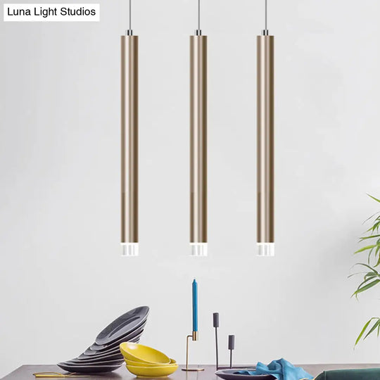 Modern Metal Flute Pendant Light - 1 Head Gold Led For Bar Counter Warm/White 12/19.5/23.5 Height