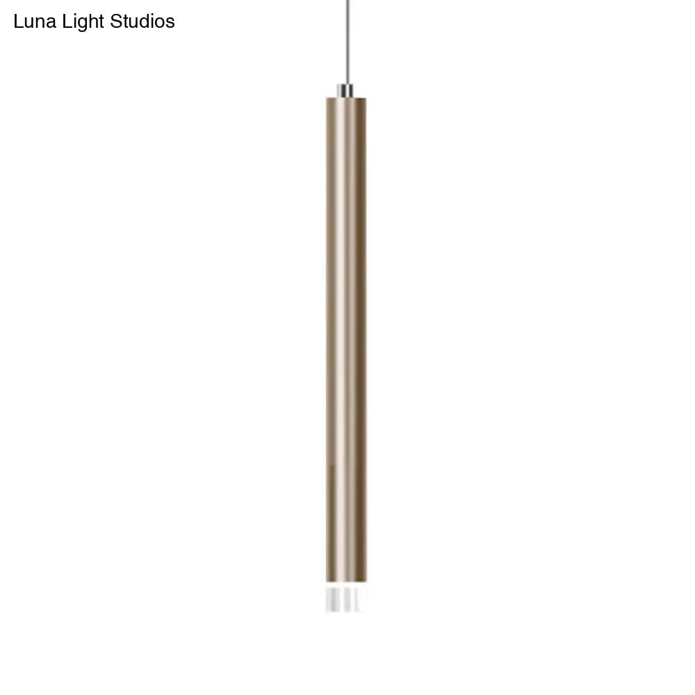 Modern Gold Flute Ceiling Pendant Light For Bar Counter - Led Warm/White 12’/19.5’/23.5’ Height