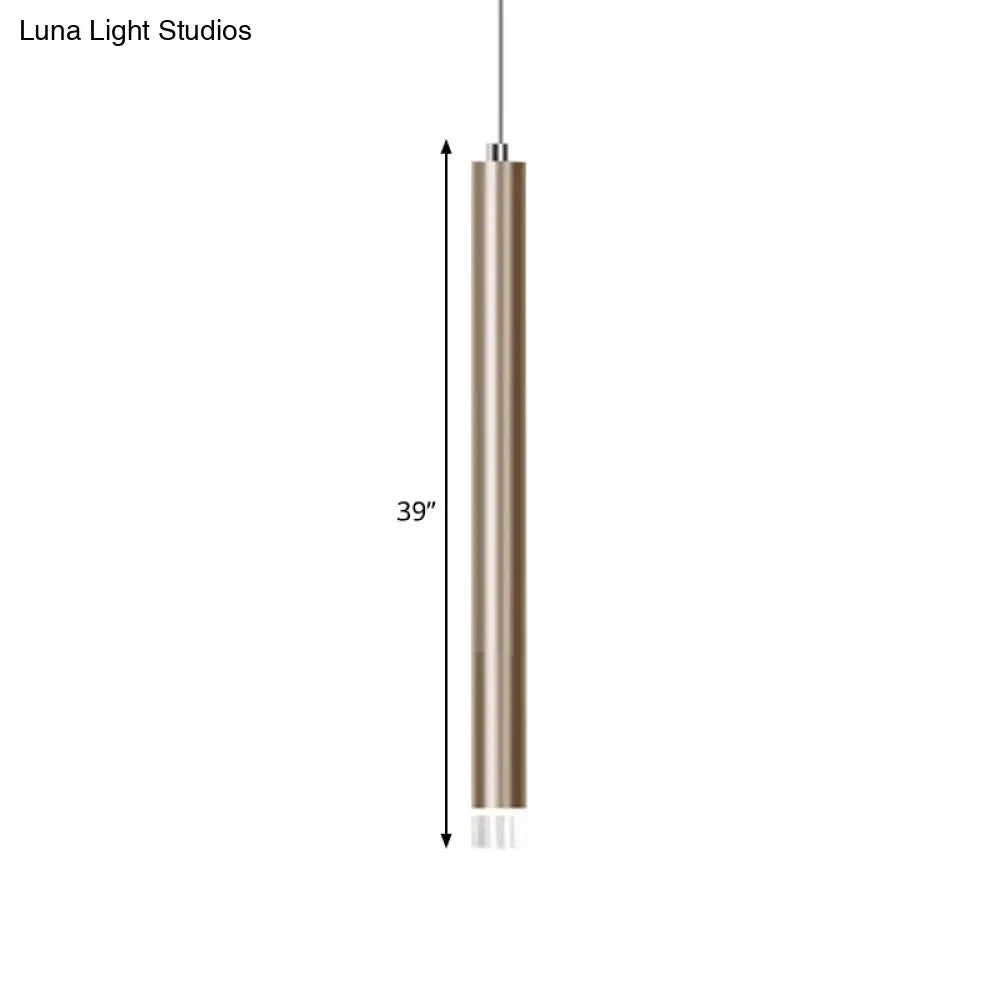 Modern Gold Flute Ceiling Pendant Light For Bar Counter - Led Warm/White 12’/19.5’/23.5’ Height