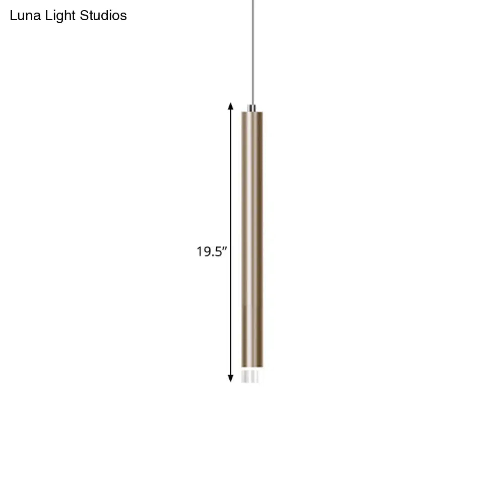 Modern Metal Flute Pendant Light - 1 Head Gold Led For Bar Counter Warm/White 12/19.5/23.5 Height