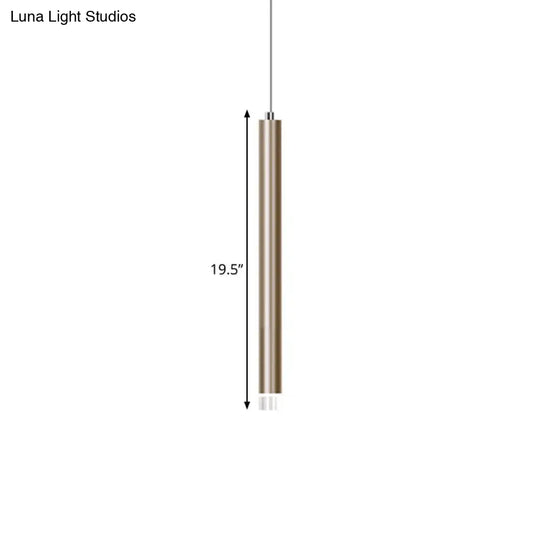 Modern Metal Flute Pendant Light - 1 Head Gold Led For Bar Counter Warm/White 12/19.5/23.5 Height