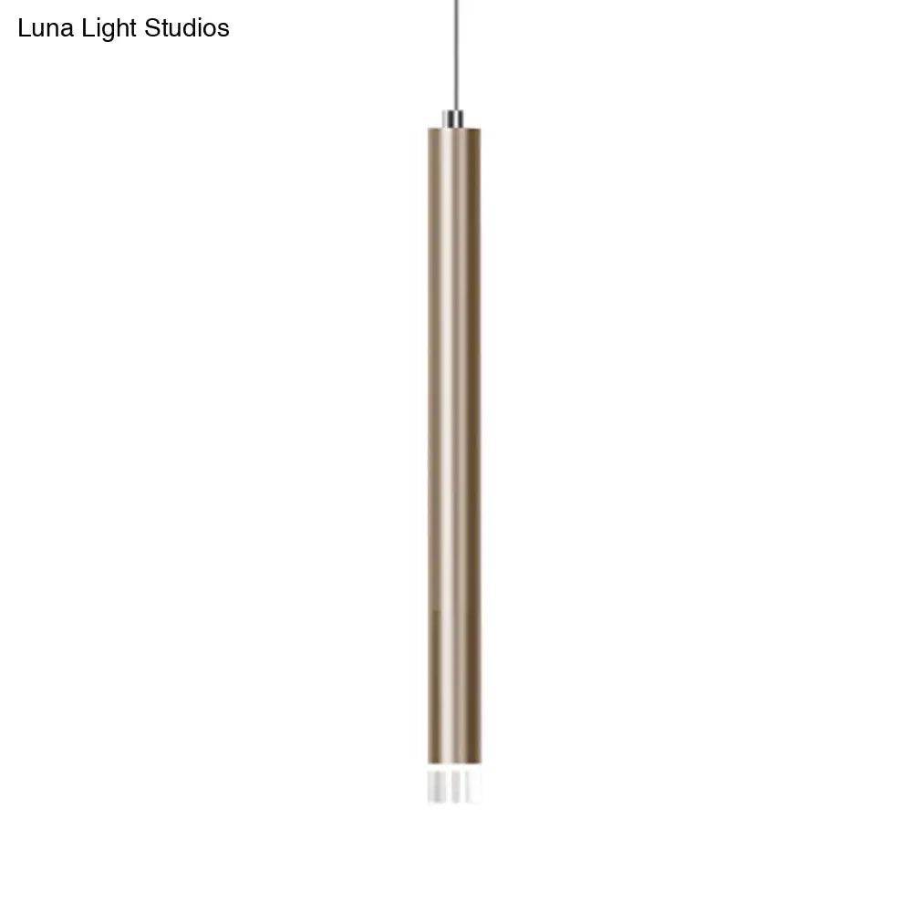 Modern Metal Flute Pendant Light - 1 Head Gold Led For Bar Counter Warm/White 12/19.5/23.5 Height