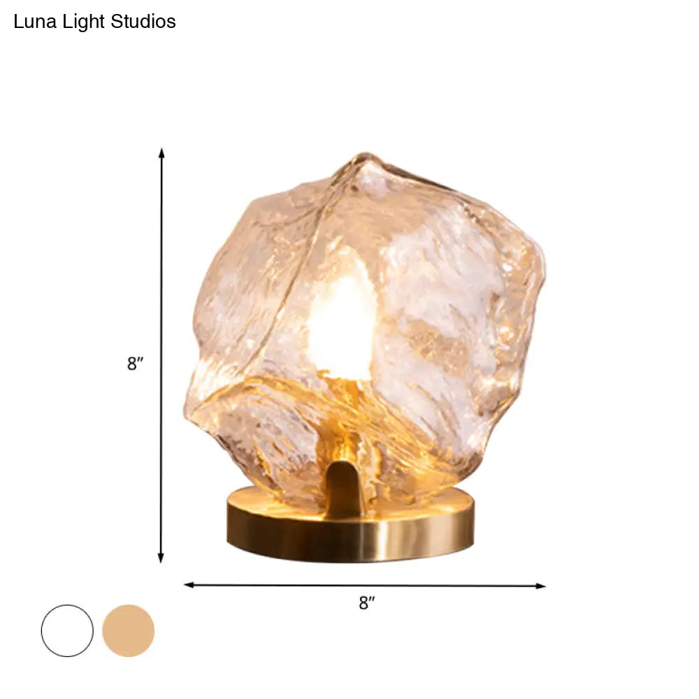 Modern Gold Gem Table Lamp 1-Light Cognac/Clear Glass Night Light For Living Room